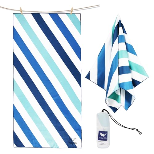 Whale Flotilla Quick Dry Beach Towel Oversized (35"x70"), Microfiber Sand-Free Beach Towels, Extra Large Compact Pool Travel Accessories, Aqua - color: Cabana Aqua, size: 70.00" x 35.00"