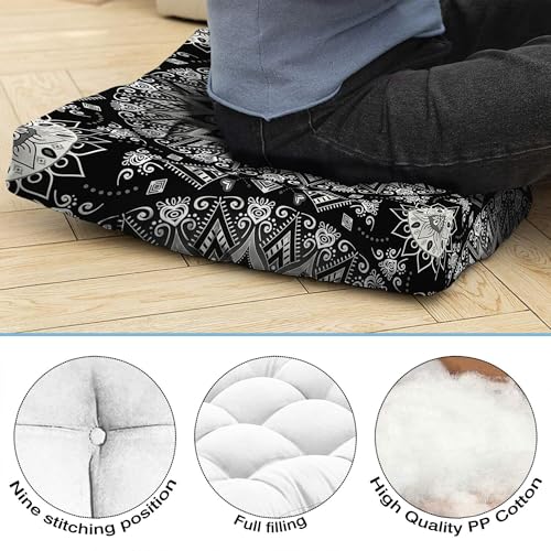 Mandala Meditation Cushion, Boho Meditation Mat, Meditation Pillows for Sitting on Floor, Cushions for Sitting in Home and Outdoor, Square Floor Pillow Cushion Seating for Yoga Accessories 22'' X 22'' - color: 09.mandala Meditation Cushion-1, size: 22x22
