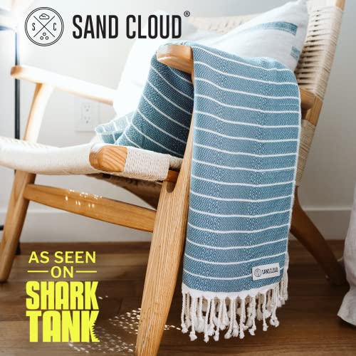 Sand Cloud Turkish Beach Towel - Sand Proof - 100% Certified Organic Turkish Towel - Quick Dry Towel for Beach, Picnic, Blanket or Bath Towel - As Seen on Shark Tank - Gocek (Denim) - color: Denim, size: 37x69
