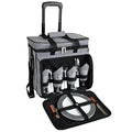 Picnic at Ascot Original Insulated Picnic Cooler with Service for 4 on Wheels-Designed & Assembled in the USA - color: Houndstooth
