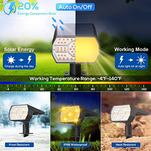 NYMPHY Solar Lights Outdoor Waterproof IP68, 56 LED 3 Lighting Modes Solar Powered Garden Yard Spot Solar Lights for Outside Landscape- 4 Pack (Warm White) - color: Warm White, size: 4 Pack