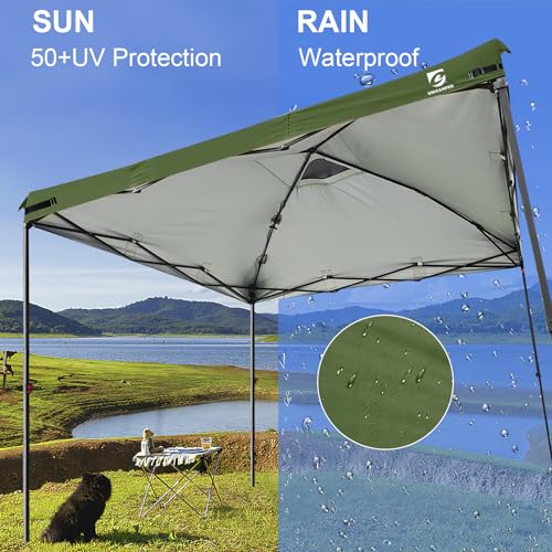 10x10 Pop Up Canopy Replacement Top Cover with Air Vent for Straight Leg Canopy Tent, Waterproof for Outdoor Garden Patio Camping Sun Shade (Olive Green) - color: Olive Green