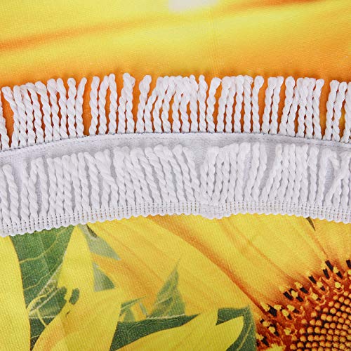 Violet Mist Sunflower Round Beach Blanket 60" x 60" Soft Microfibre Circular Beach Towel Throw with Fringe Large Sand Free Circle Beach Blanket with Tassels for Women Travel Swimming Pool Picnic Towel - color: Sunflower