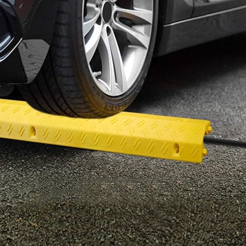 Drive Over Cable Protector 1 Channel Cable Ramps 2000 Lbs Max with Fixing Holes Speed Bumps for Outdoor & Indoor Use(Yellow) - color: Yellow