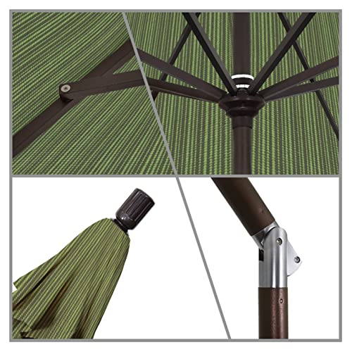 California Umbrella 9' Round Aluminum Patio Umbrella, Crank Lift, Collar Tilt, Bronze Pole, Terrace Fern Olefin - color: Fern