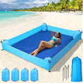 Breling Beach Blanket Waterproof Sandproof 73 x 56 Inch Large Waterproof Beach Blanket Portable Sand Free Picnic Mat with Side Walls 4 Sandbags and Stakes for Family Parks Outdoor Camping Vacation