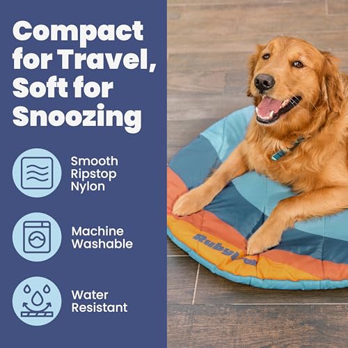 Travel Dog Bed (42" x 30")- Foldable & Packable for Travel, Road Trip, Camping– Lightweight, Water Resistant & Cozy with Soft Padding– Compact, Portable & Machine Washable– Large & Small Breeds: Teal - color: Sunset Surf