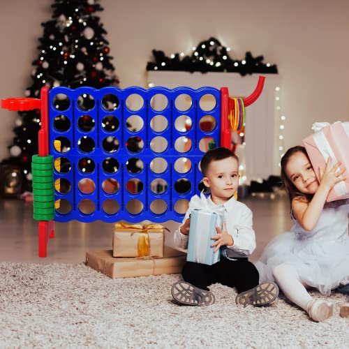 AKUSTIK Giant Connect Game Outdoor, 4 in a Row Jumbo 4 to Score for Kids Adults Family Party Yard Lawn, Large Connect Game with Quick Release Slider 42 Jumbo Rings (Red) - color: Red