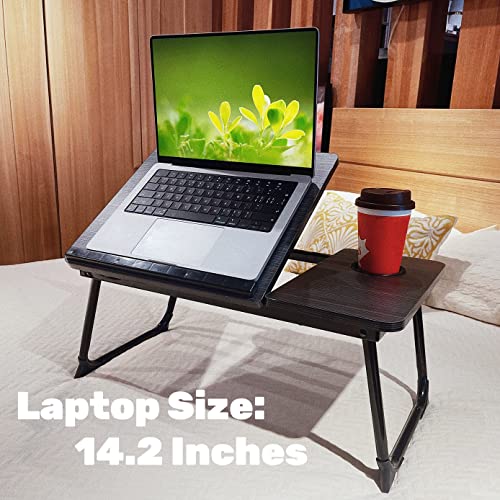 CloudTrip Laptop Desk for Bed or Couch, Lap Desk, Woking in Bed Desk, Home Office Desks, Breakfast Tray, Desk with Cup Holder, Watching Movies in Bed, Laptop Stand for Bed, Fordable Legs Desk (Black) - color: Black