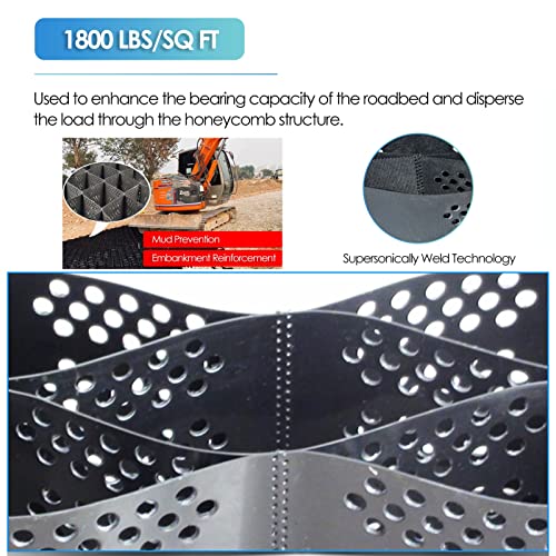 ERRULAN Geo Cells 2"/ 5cm Tall, Heavy Duty Mesh Permeable Paver System, Polyethylene Earthwork Ground Stabilization Grid Slope Grid Erosion Control (Color : WxH, Size : 4x8 m/13x26 ft) - size: 4x8 m/13x26 ft