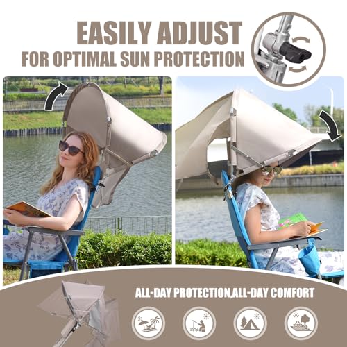 Universal Wind-Resistant Chair Umbrella Canopy, Foldable Portable UPF 50+ Sun Shade Attachment with Adjustable Clamp, Fits Most Beach, Camping, Lawn, Sports, Tanning, Zero Gravity Chairs, Patented - style: Regular