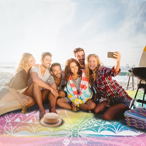 Beach Blanket Waterproof Sandproof Oversized 95”x 80”,Sand Free Beach Mat with Corner Pockets,Portable Mesh Bag for Travel and Outdoor Camping (EthnicButterfly) - color: Ethnicbutterfly