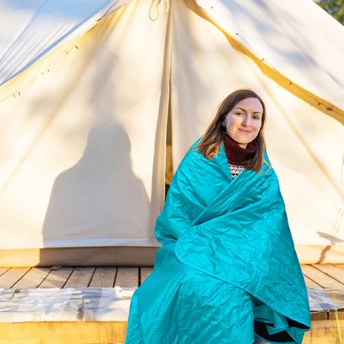 Large Outdoor Blanket Waterproof Quilted,Thick Warm Fleece Blanket for Stadium Camping Picnics Beaches Pets Sports - Sandproof Windproof Washable Portable - Peacock Green - color: Peacock Green