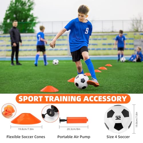 HAFHAF Soccer Goals, 4x3 ft Portable Kid Soccer Goals for Backyard with Ball, Ladder, and Cones Pop Up Soccer Net Soccer Set for Kids Age Youth and Toddler Games, Sports Outdoor Indoor - color: Orange