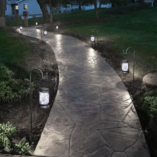 Mlambert Cool White 4 Pack Solar Hanging Mason Jar Lights with Stakes, Waterproof Decorative 30 LEDs Outdoor Solar Lantern Lamp Patio Garden Tree Yard - color: Cool White