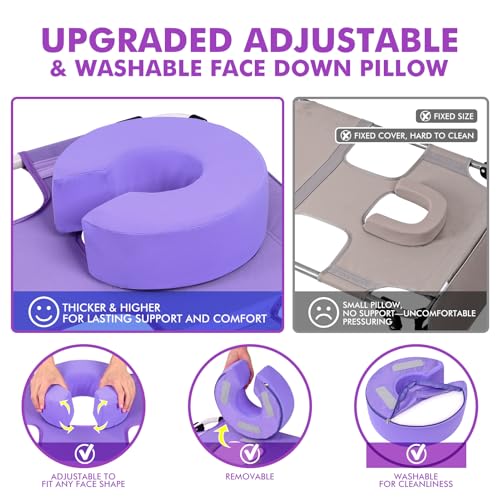 Wheel-To-Go Oversized Tanning Chair with Face Hole & Wheels | Portable Heavy Duty Folding Lounge Chair | Outside Sunbathing Reading Relaxing Beach Poolside Lawn | XL Wide | 330 LBS (Patent Design) - color: Purple, style: Oversized + Sun Canopy Style