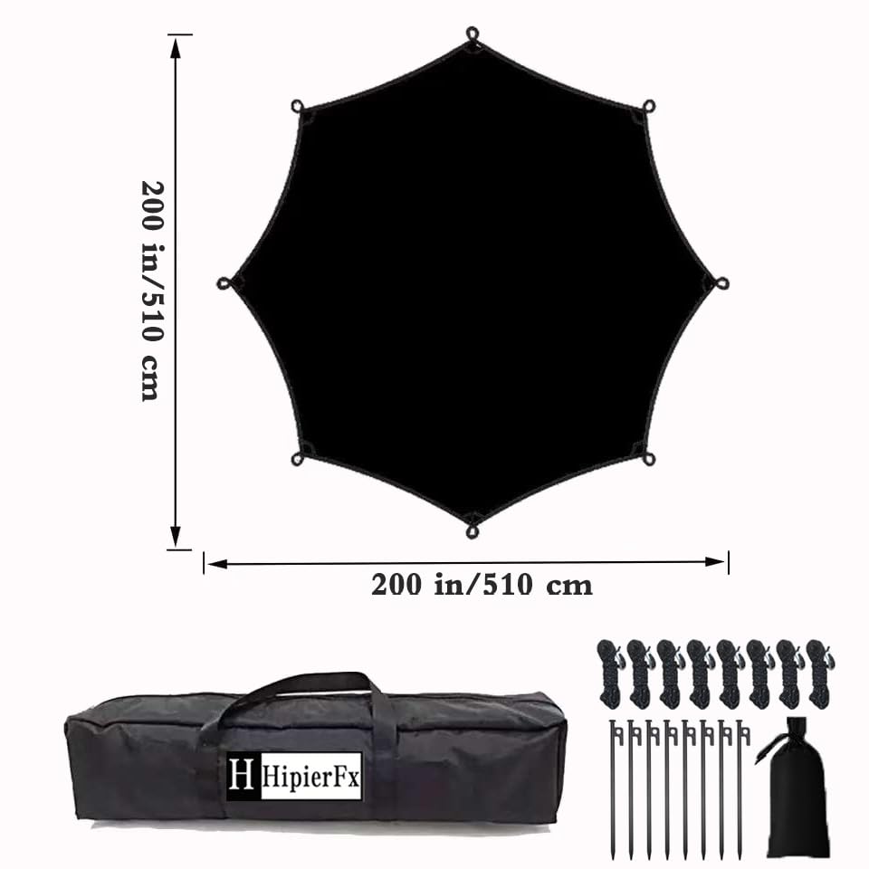 16x16 ft Large Camping Tarp with Poles Waterproof Hammock Rain Fly Camping Awning Sun Shelter (Black, Without Poles) - color: Black, size: Without Poles