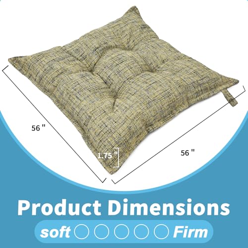 SINSOSSO Large Floor Pillow 22", Thickened Bite-Size Memory Foam Square Non-Slip Cushion for Office Back Support/Indoor Yoga/Chair Seat, Fashionable Color-Blocked Fabric & Washable, Yellow, 1 PCS - color: Yellow