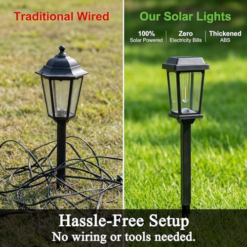 12 Pack Solar Lights Outdoor, Modern Solar Pathway Lights Outdoor, Waterproof Auto On/Off Garden Lights for Yard, Landscape Path, Walkway, Driveway Decor (3000K Warm White) - size: 12Pack