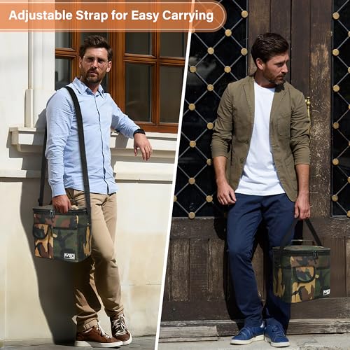 Tirrinia Insulated Large Lunch Bag for Women Men, Leakproof Lunch Box Containers for Adults, Work, School, Soft Lunchbox for Kids, Boys, Adult Cooler Bag for Picnic, Hiking,Beach - color: Camo, size: Large-10.5L