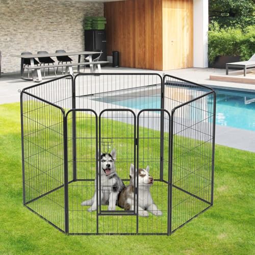 FDW Dog Playpen Dog Pen Dog Kennel 6 Panels 40 Inch Height Indoor Outdoor Folding Metal Portable Puppy Exercise Pen Heavy Duty Dog Fence for Yard Camping,Black - style: 6 Panels