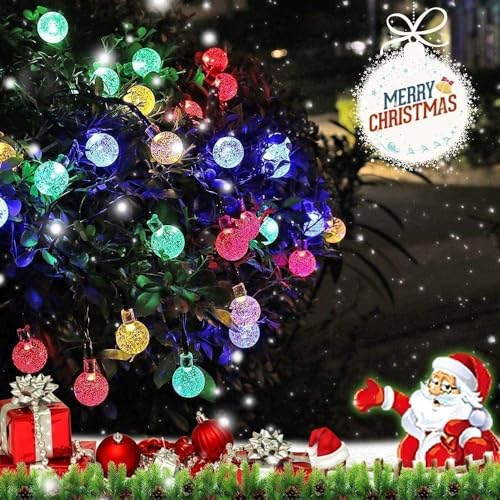 Solar String Lights Outdoor 100 Led 40 Feet Crystal Globe Lights with 8 Lighting Modes, Waterproof Solar Powered Patio Light for Garden Yard Porch Wedding Party Outdoor Decoration(Multicolor)