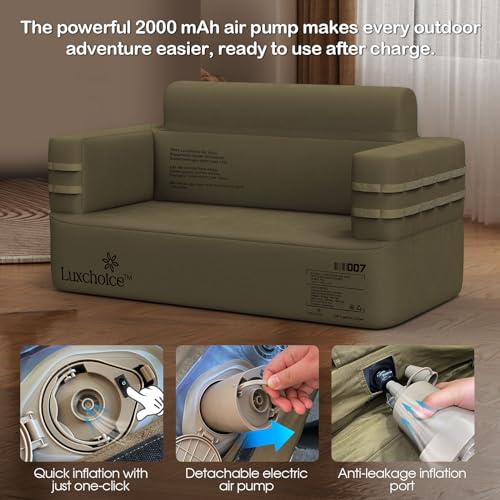 Luxchoice Inflatable Couch Multifunctional Durable Inflatable Sofa with Built in Pump Inflatable Furniture Portable Blow Up Couch for Camping Backyard Outdoor Glamping Inflatable Chair Movie Loveseat - size: Loveseat
