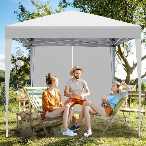 VINGLI 10x10 Pop Up Canopy Tent with Sidewalls, Outdoor Gazebo Canopy Tent, Patio Event Tents Outdoor Event Shelter for Parties (White) - color: White, size: 10x10