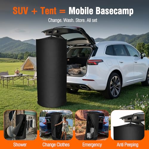 2026 Upgraded Portable Changing Room Tent - Instant Pop Up Privacy Pod with Upgraded Strong Suction Cups for SUV Liftgate, Heavy Duty 300D Fabric for Camping, Shower, Beach and Toilet Stall