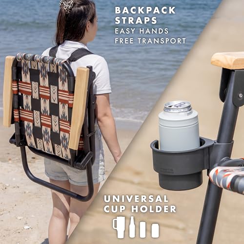 GoSports WOVN Beach Backpack Chair - 9 Styles Available - Premium Folding Camping Chair - color: Mesa