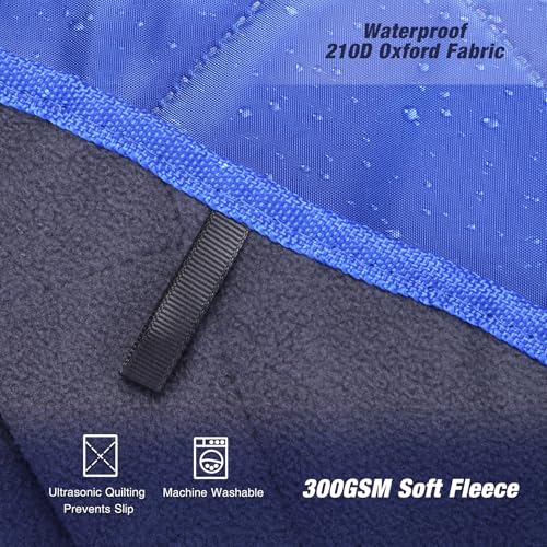 REDCAMP Large Waterproof Stadium Blanket for Outdoor Sports, Soft Warm Fleece Camping Blanket Windproof for Cold Weather, 79"x 59"Blue - color: Blue/Dark Grey 79"x59"