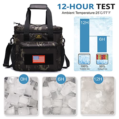 Lunch Box for Men, Tactical Lunch Bag MOLLE Webbing Leakproof Insulated Large Lunch Cooler Women Adult Meal with Adjustable Shoulder Strap Durable Lunch Pail (Camo-Black) - color: Camo-Black, size: Large