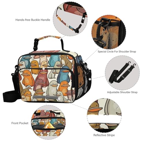 Cute Cartoon Platypus Lunch Bag Insulated Cooler Bag for Boys Girls, Holds Lunch Box, Water Bottle, Snacks