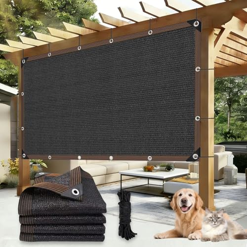 8 x 10 FT Shade Cloth - Garden Shade Mesh Netting with Grommets Outdoor Sun Shade Cover for Pergola Patio Plants Greenhouse Chicken Coop Black Shading Rate 90% - color: Black, size: 8 x 10 FT