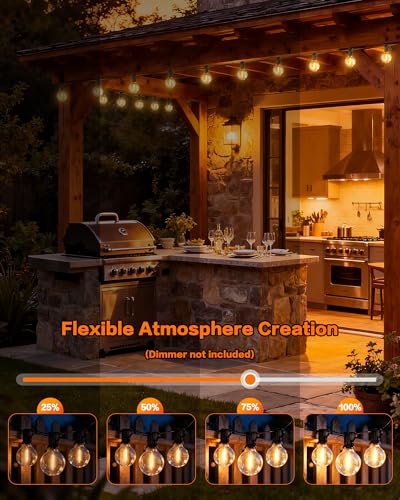 Outdoor String Lights, 16FT 8 G40 Edsion Bulbs Shatterproof Patio Lights Waterproof, Dimmable Connectable Globe Hanging Lights for Outside, Backyard, Bistro, Porch, Deck, Balcony - size: 16FT