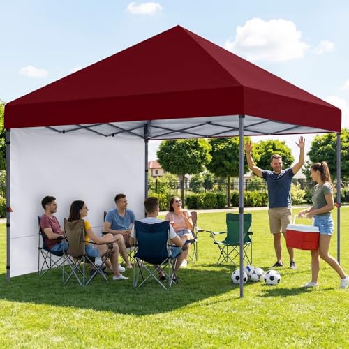 ABCCANOPY Easy Pop up Canopy Tent with 2 Sidewalls for Outdoor Sun Blocking or Rain Protection,10x10, Burgundy - color: Burgundy, size: 10x10