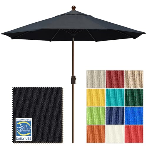 EliteShade USA 10-Year-Non-Fading 10Ft Market Patio Umbrella, UPF 50+ UV Protection Performance Sun Umbrella, Heavy Duty Commercial Grade Outdoor Table Umbrella with Crank & Tilt, Windproof Vented Top for Garden, Pool, Deck and Outdoor Playsets, Black - c