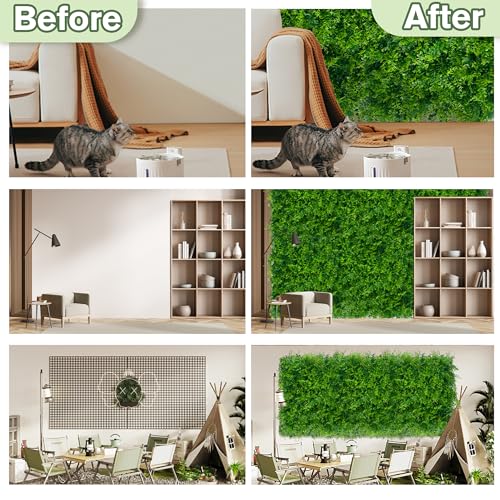 Greenery Faux Grass Wall Backdrop: 48"x128" (43 SQFT) UV-Anti Artificial Green Boxwood Panel for Patio Balcony Privacy & Ivy Fence Covering Privacy, Garden, Backyard Wall Backdrop Decor - color: 3D Style 1, size: 48"x128"