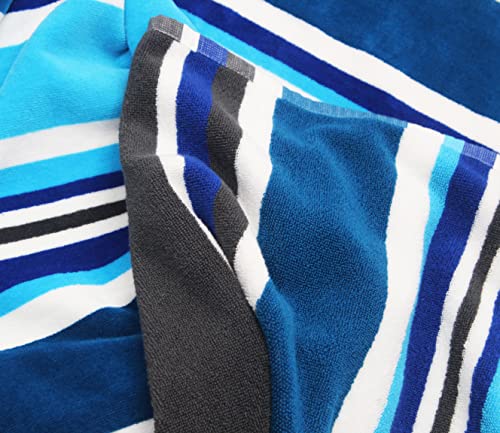 COTTON CRAFT Oversized XL Beach Towel - 39 x 68 inches - 2 Pack XL Towels - 100% Cotton Velour - Big & Huge - Pool Picnic Bath - Thick Plush Super Soft Luxury - 450 GSM - Cancun Blue Multi - color: Cancun Blue Multi, size: 2 Pack - 39x68