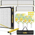 Pickleball Net Set with 4 Fiberglass Paddles, Portable Pickleball Set with 4 Fiberglass Paddles, 6 Balls & Carry Bag, Easy Setup for Driveway, Garage, Kids & Adults - style: 22ft & 11ft Net With 4 Fiberglass Paddles