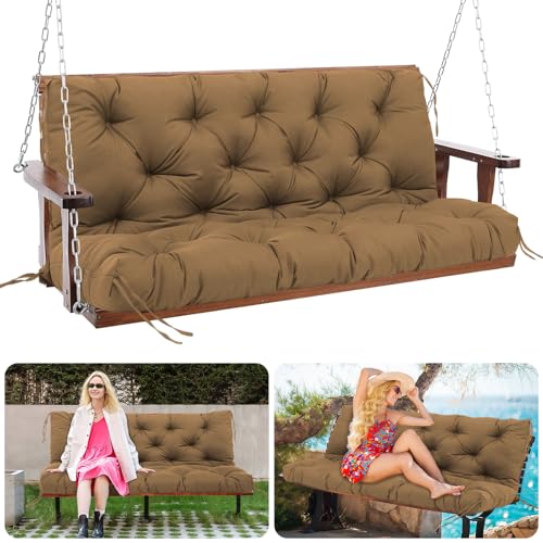 Porch Swing Cushions 48 inch Waterproof Outdoor Swing Cushion Replacement 2 Seater Thick 5in Patio Swing Cushions for Outdoor Furniture Bench (Dark Brown-48x40 inch) - color: Dark Brown, size: 48x40x5inch