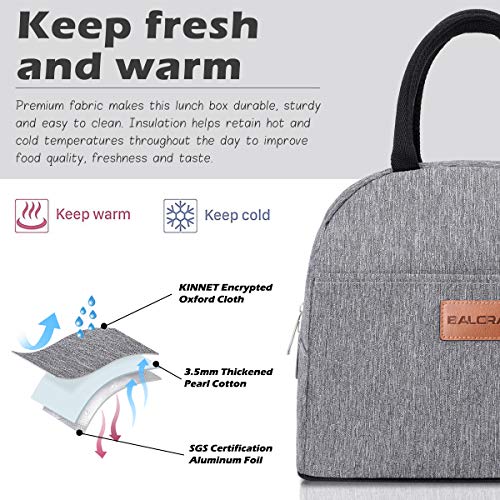 BALORAY Lunch Bag for Women Men Insulated Lunch Box for Adult Reusable Lunch Tote Bag for Work, Picnic or Travel (Grey) - color: Deep gray, size: M