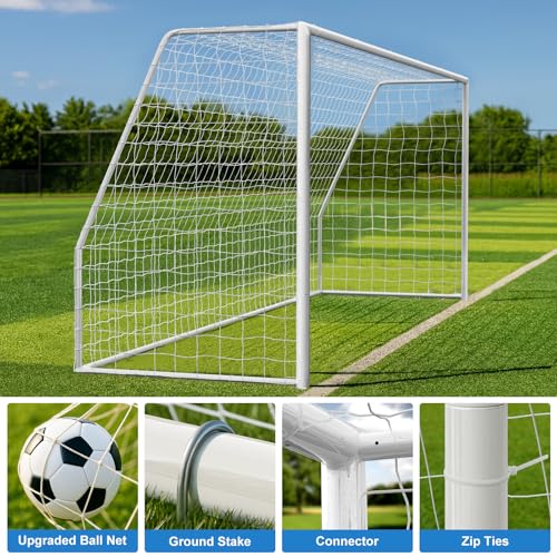 MOPHOTO Soccer Goal, 6X4/8x6/10x6.5/12x6/16x7/18.5x6.5/21x7/24x8ft Soccer Goals for Backyard, Full Size Soccer Goal for Teens & Adults Training - size: 18x7FT, style: Alloy Steel