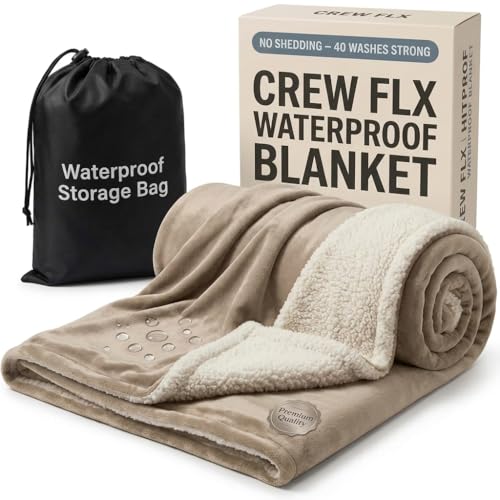 Waterproof Blanket for Bed Intimacy (90"x 80" King Size) Reversible Fleece | Sherpa, Love Blanket, Water Proof TPU Stain Proof Couch Furniture Mattress Winter Large Dog Bed Cover - Beige - color: Beige, size: 90 X 80 Inch