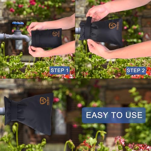 Hedoc Pro Outdoor Faucet Covers for Winter Freeze Protection, 2 Pack 6'' W x 8.2'' H Winter Faucet Insulation Cover Socks, Hose Bib Covers for Winter (Faucet Cover 2 Pack) - color: Black 2 Pack