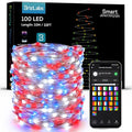 BrizLabs Smart July 4th Lights, 33ft 100 LED Red White Blue Fairy Lights Work with Alexa/Google Home, WiFi Xmas Light Dimmable RGB Color Changing Twinkle Starry Light for Xmas Home Party Halloween - color: 100 LED Smart (Silver Wire)