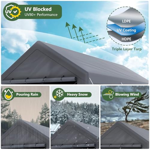 Carport 10x20ft Heavy Duty Canopy Storage Shed,Portable Garage Party Tent,Portable Garage with Removable Sidewalls & Doors All-Season Tarp for Car,Truck,Party SNC24# (N/BG) - color: N/BG