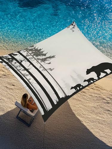 Abstract Sun Shade Sail 14' x 18' Forest Walking Bear Silhouette Natural Scenery Waterproof Sun Shade Rectangle UV Block Canopy Awning Outdoor Sunshade for Patio Porch Pergola Deck Backyard Garden - color: Khaki Black, size: 14' x 18'