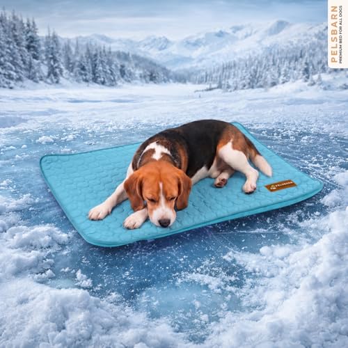 Pelsbarn Dog Cooling Mat- Ice Silk Summer Comfort, Self Cooling, Non-Slip Dog Pad, Durable & Washable, Mat for Medium Dogs 19 x 25, Support Shelter Dogs with Every Purchase (Blue) - color: Light Blue, size: Medium