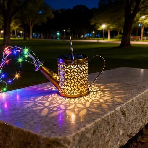 SRNPMIU Solar Watering Can Light - Solar Yard Decorations Outdoor,Garden Decor Lights for Yard,IP65 Waterproof Hanging Lantern Lights,Outside Garden Flower Bed Decor Light for Moms Birthday 2PCS - color: multicolour 2PACK